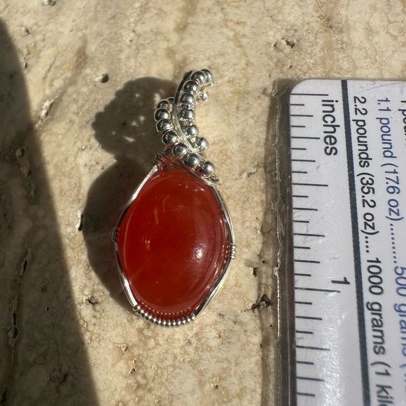 Sterling Silver Carnelian Necklace Pendant - Picture 8 of 10